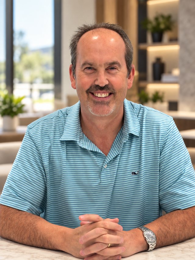 Jeff Sutherlin, smiling, seated at a desk