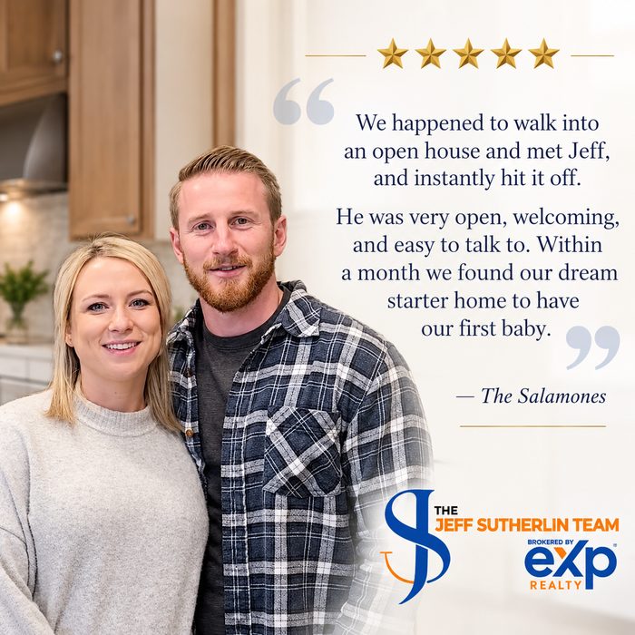 Testimonial from the Salamones: “We happened to walk into an open house and met Jeff, and instantly hit it off. He was very open, welcoming, and easy to talk to. Within a month we found our dream starter home to have our first baby.”